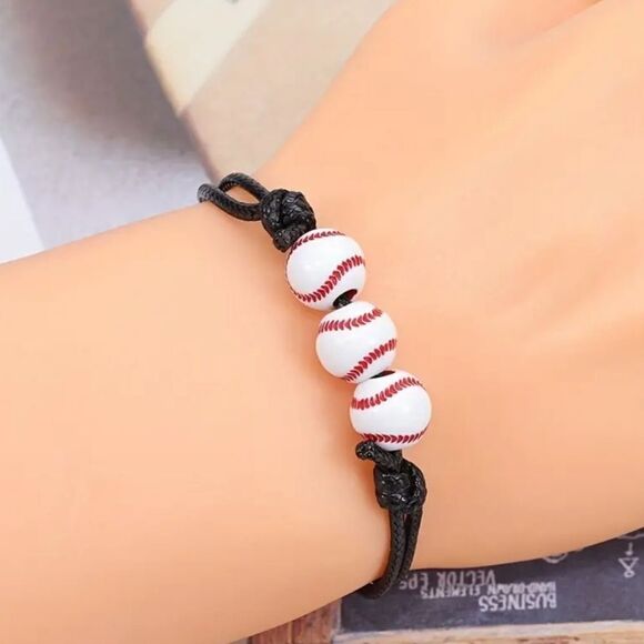 Unisex kids baseball adjustable charm bracelet - Picture 5 of 7